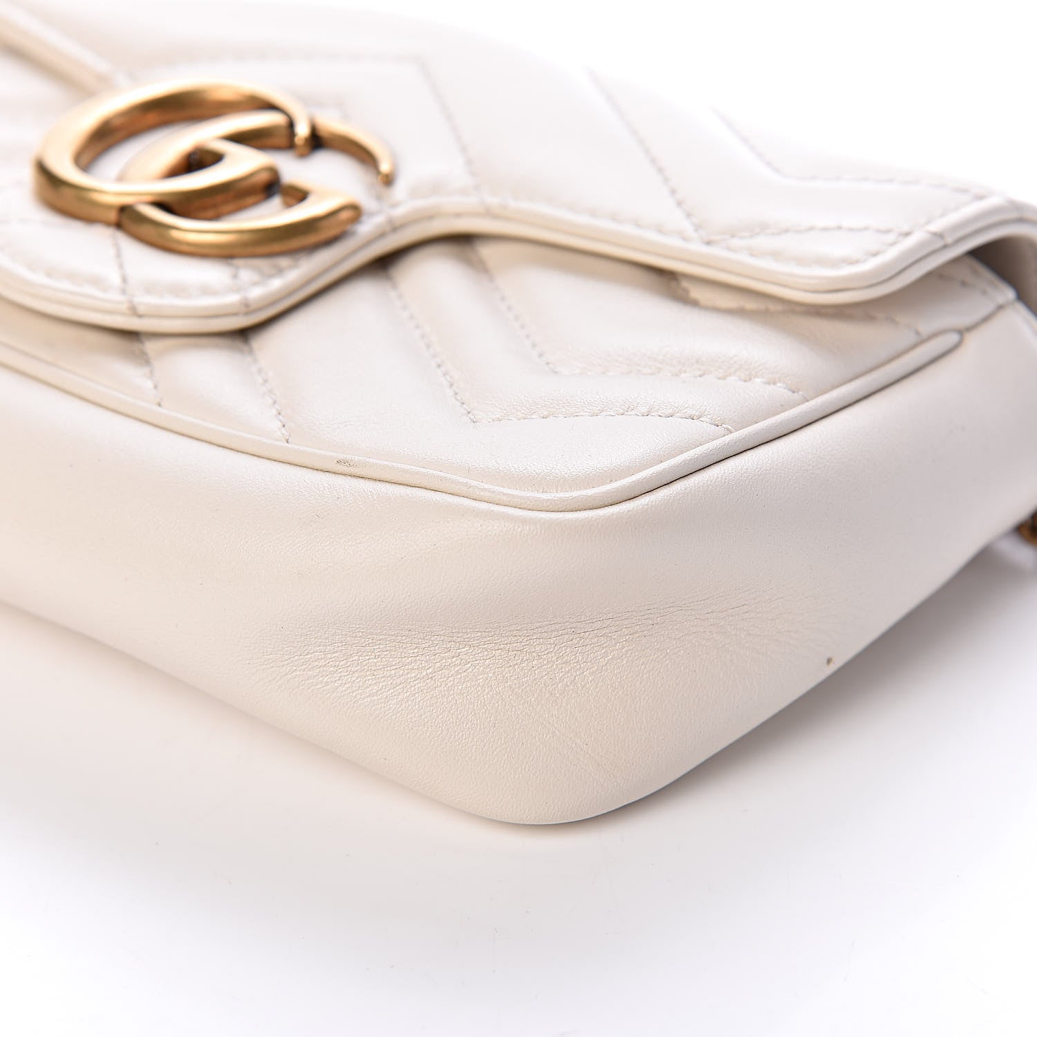 Gucci Calfskin Matelasse Super Mini GG Marmont Shoulder Bag White 10 of 13