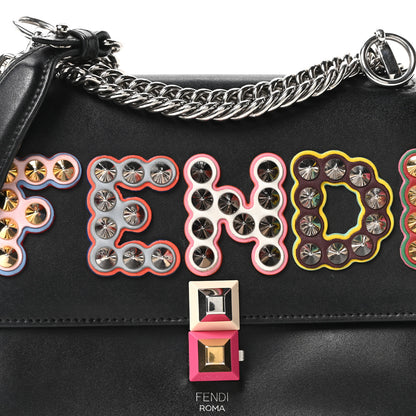 Fendi Vitello Liberty Fun Fair Metal Studded Small Kan I Shoulder Bag Black Multicolor 8 of 10
