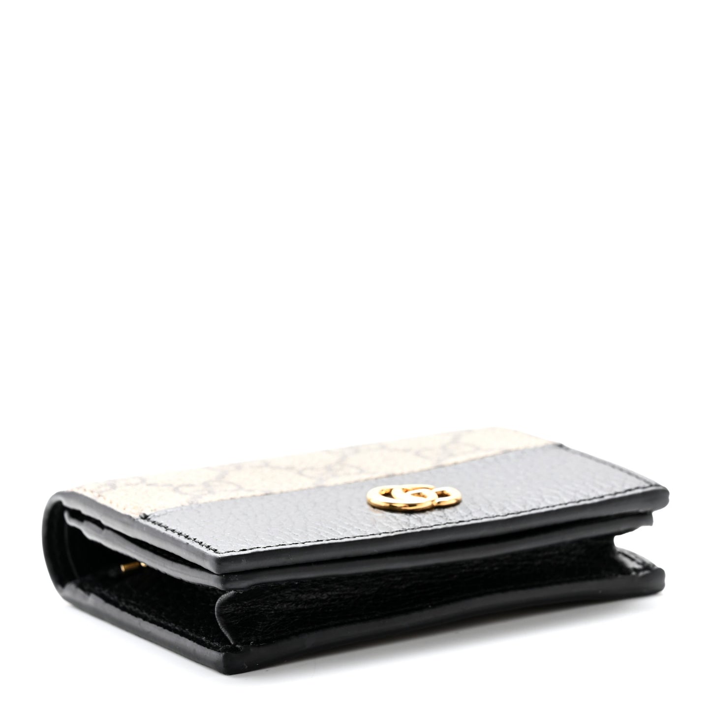 Dollar Calfskin GG Supreme Monogram GG Marmont Card Case Black Beige Ebony