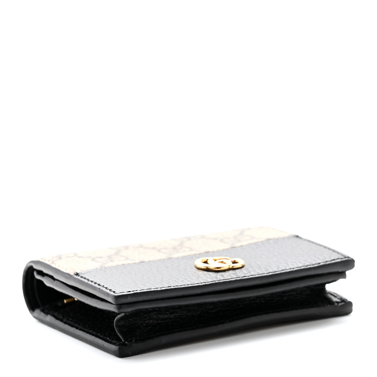 Gucci Dollar Calfskin GG Supreme Monogram GG Marmont Card Case Black Beige Ebony 4 of 9