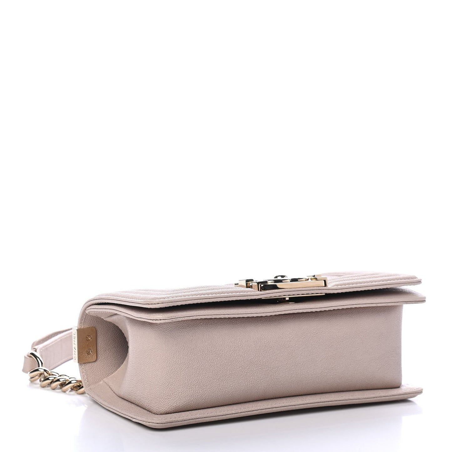 Caviar Quilted Small Boy Flap Light Beige