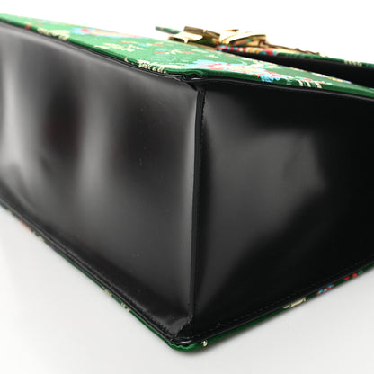 Gucci Jacquard Floral Medium Sylvie Top Handle Bag Green Multicolor Black 9 of 10