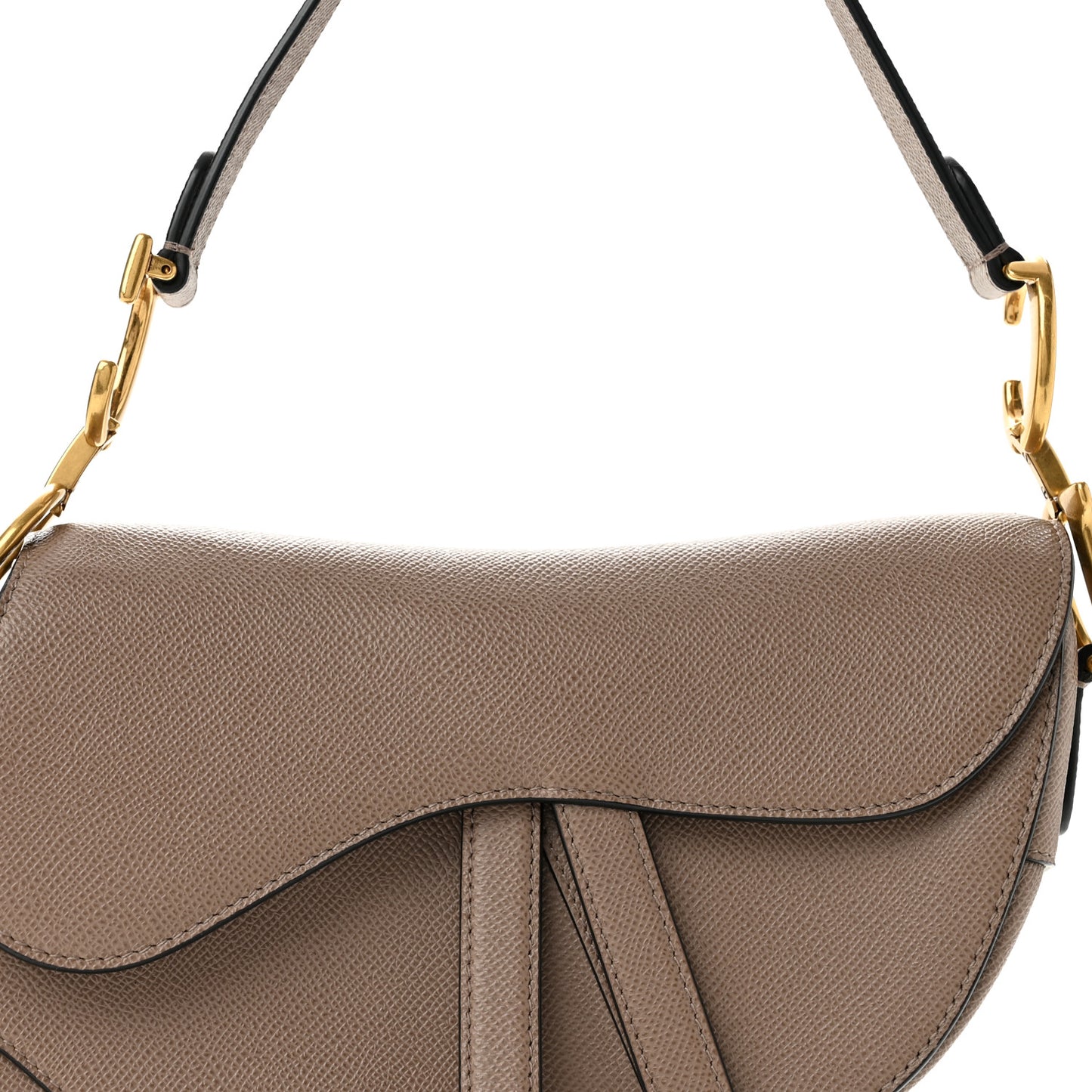 Grained Calfskin Saddle Bag Warm Taupe