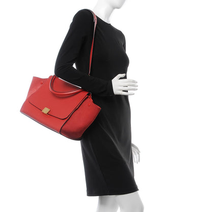 Celine Drummed Calfskin Suede Medium Trapeze Coquelicot 2 of 7