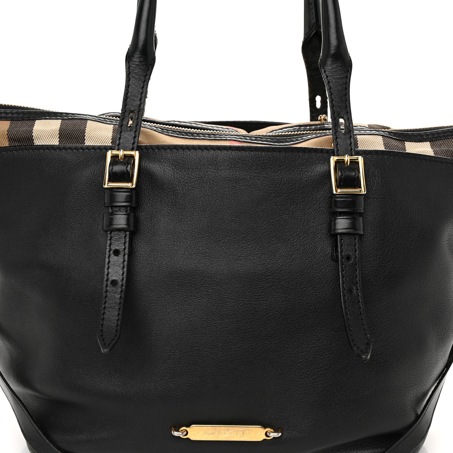 Burberry Calfskin House Check Small Salisbury Tote Black 11 of 15