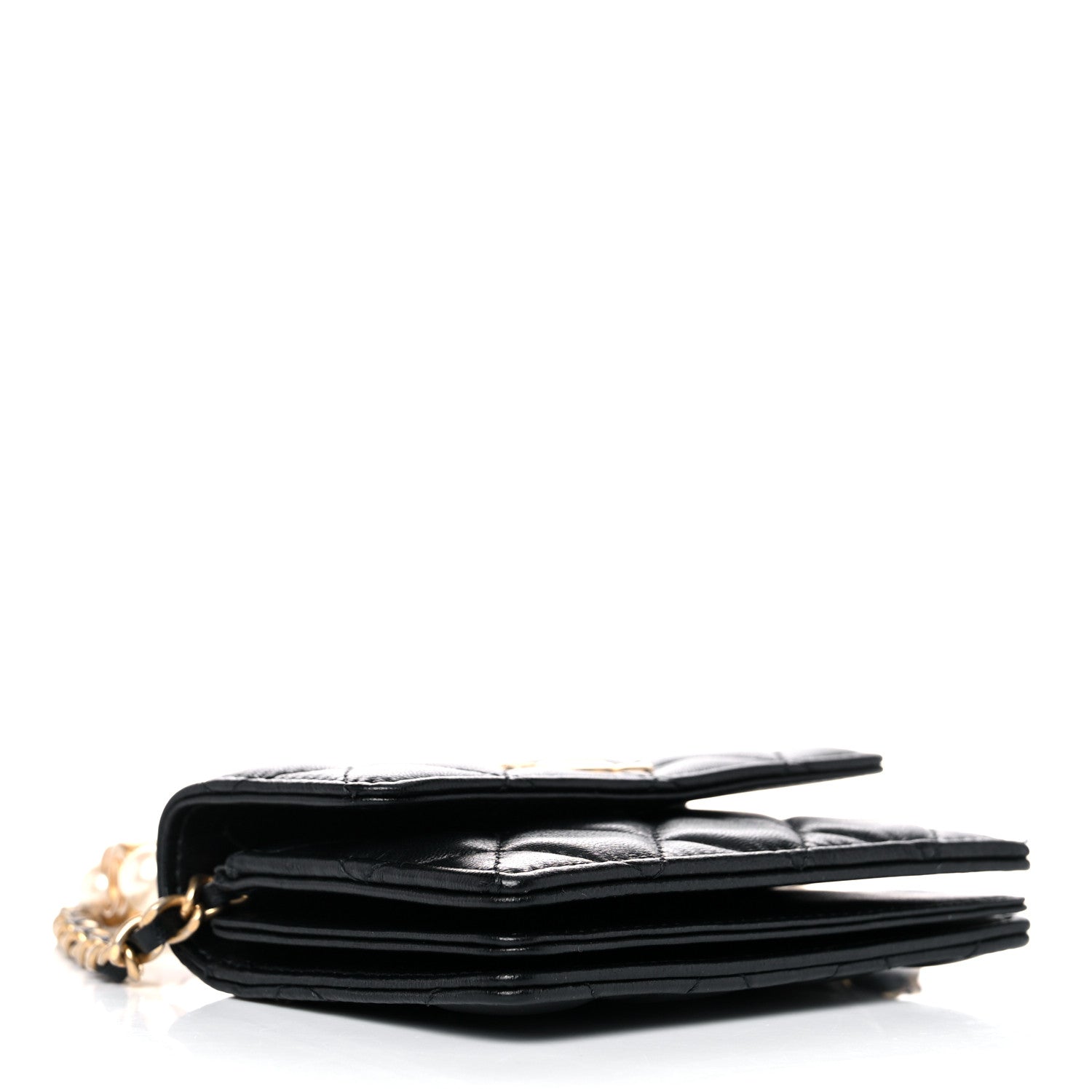 Chanel Lambskin Quilted Pearl Crown Clutch With Chain Black 4 of 13