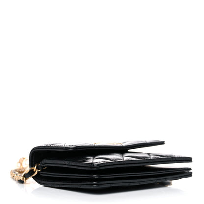 Chanel Lambskin Quilted Pearl Crown Clutch With Chain Black 4 of 13