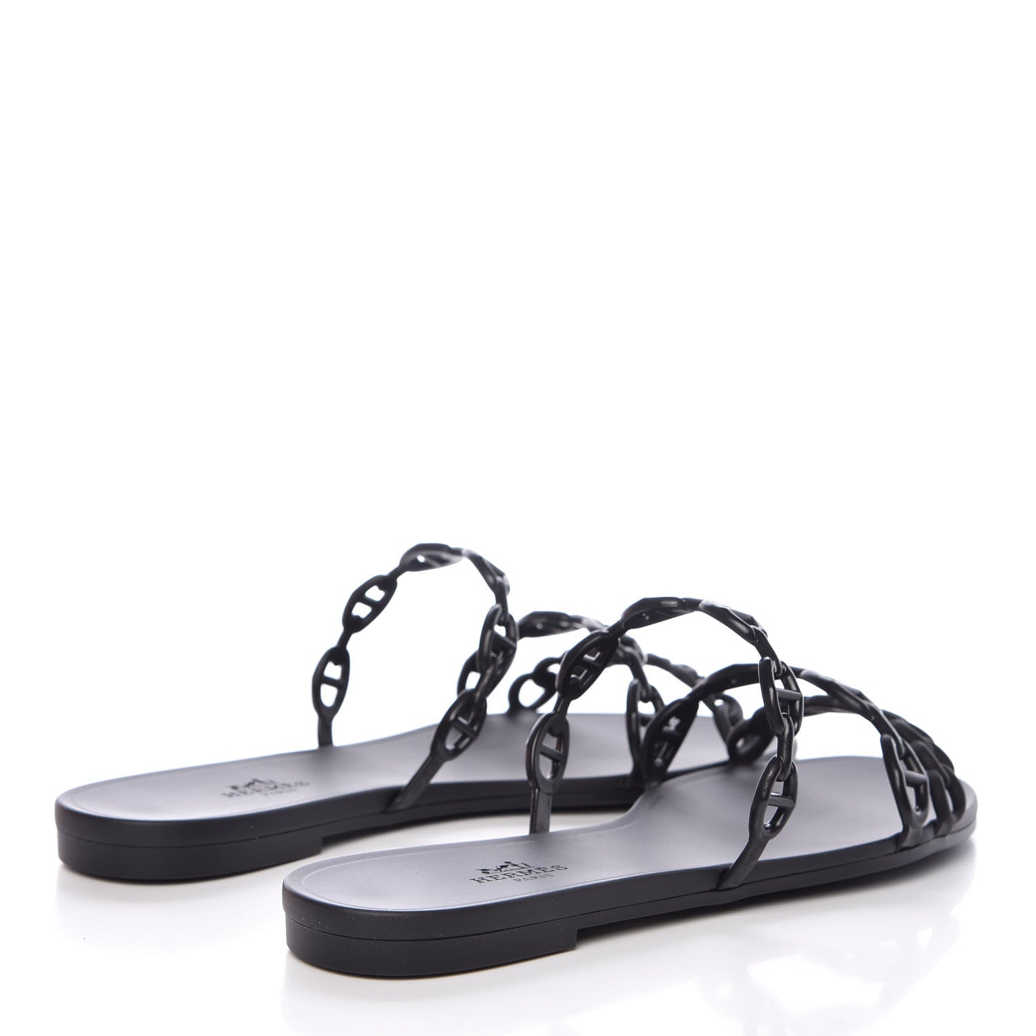 Hermes Rubber Chaine d'Ancre Rivage Sandals 38 Black 4 of 8