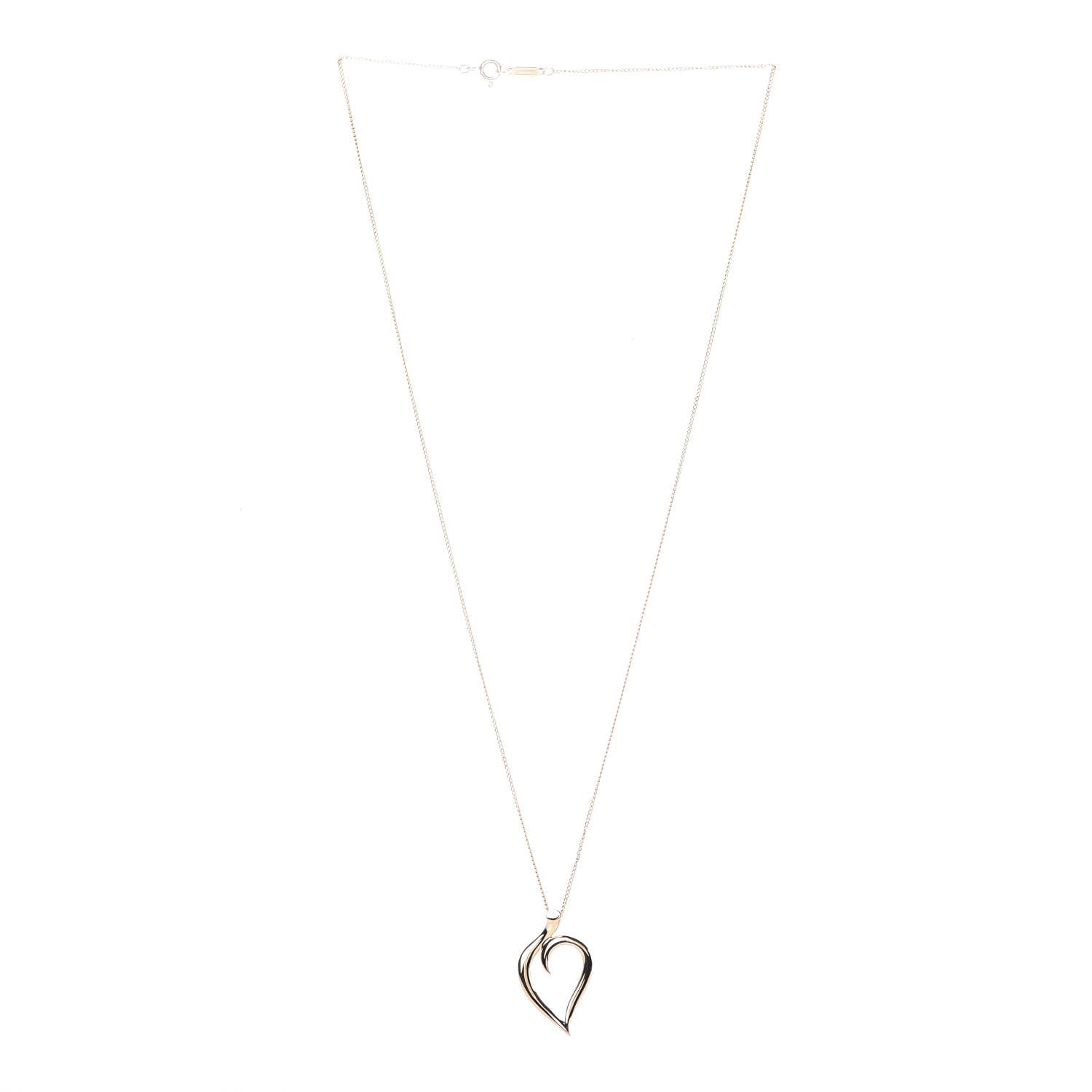 Tiffany 18K Yellow Gold Open Leaf Pendant Necklace 3 of 7