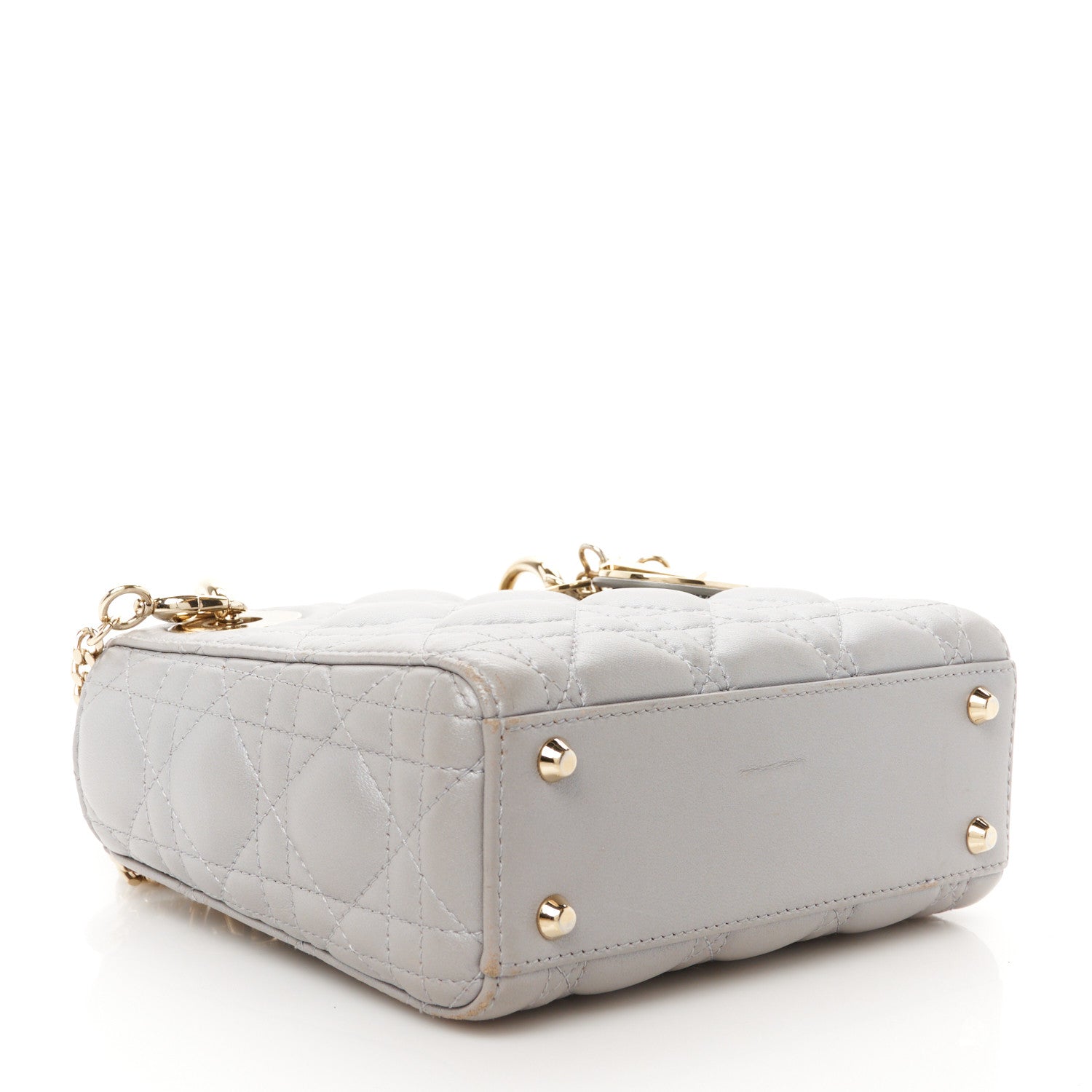 Christian Dior Metallic Lambskin Cannage Mini Lady Dior Grey 4 of 12