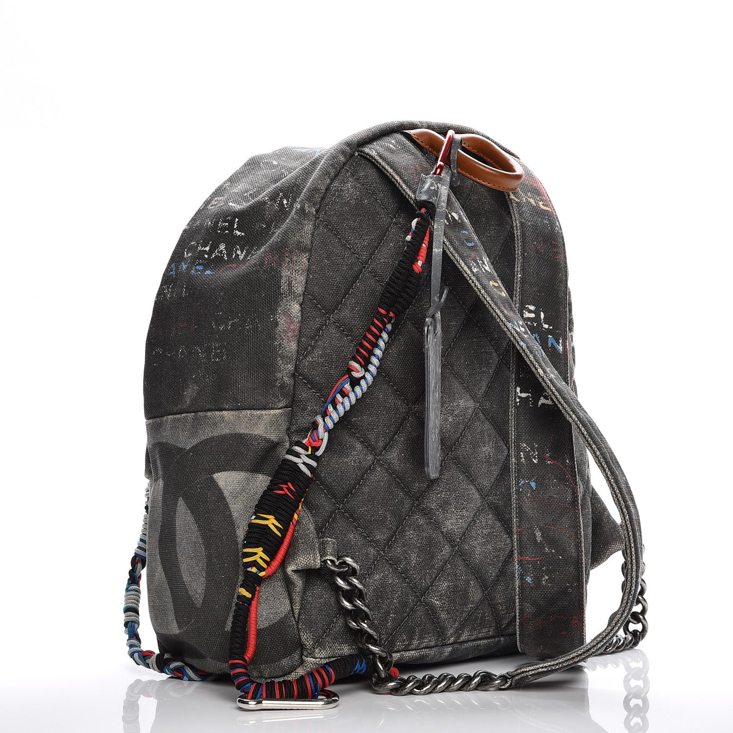 Graffiti Printed Canvas Medium Backpack Black