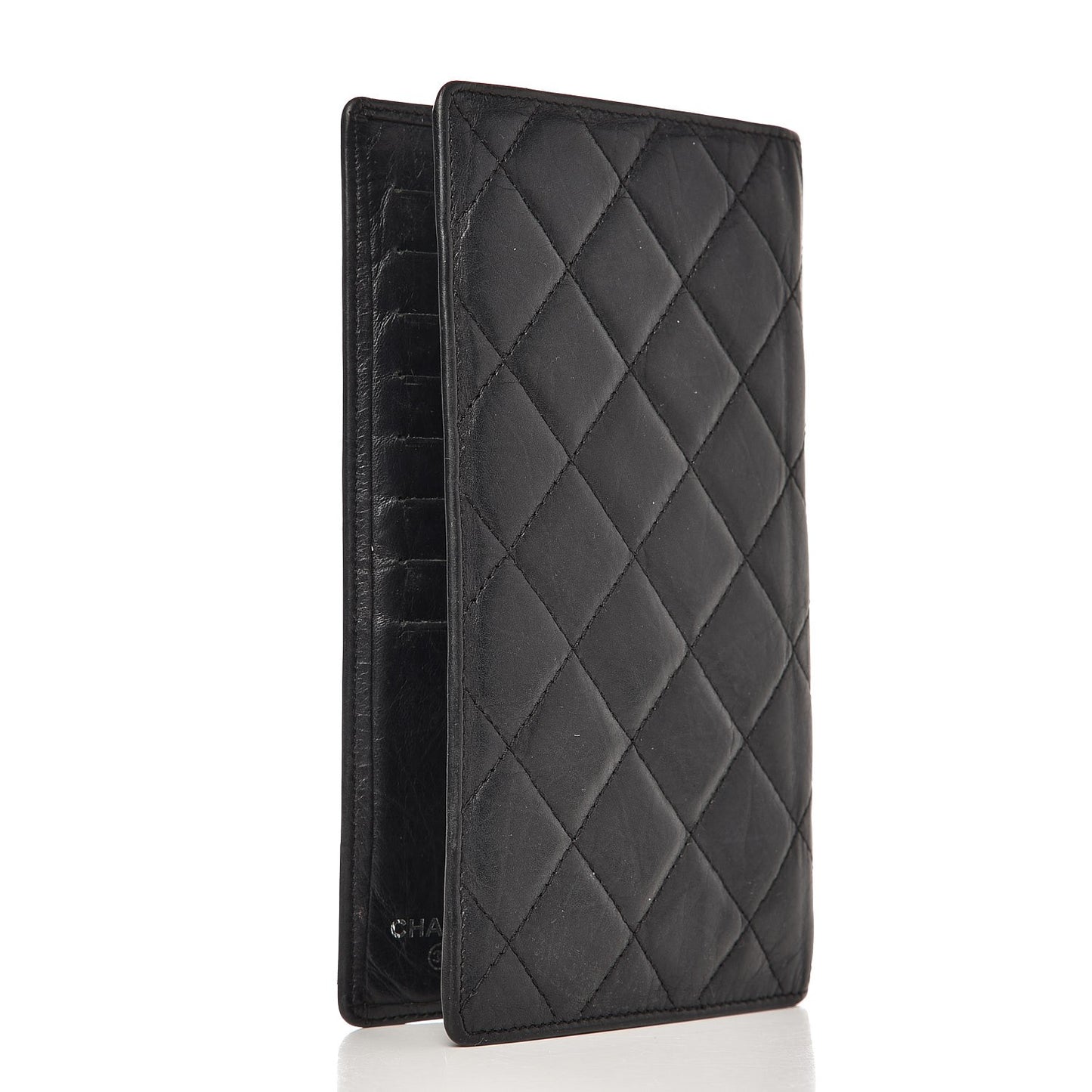 Calfskin Quilted Cambon Yen Wallet Black