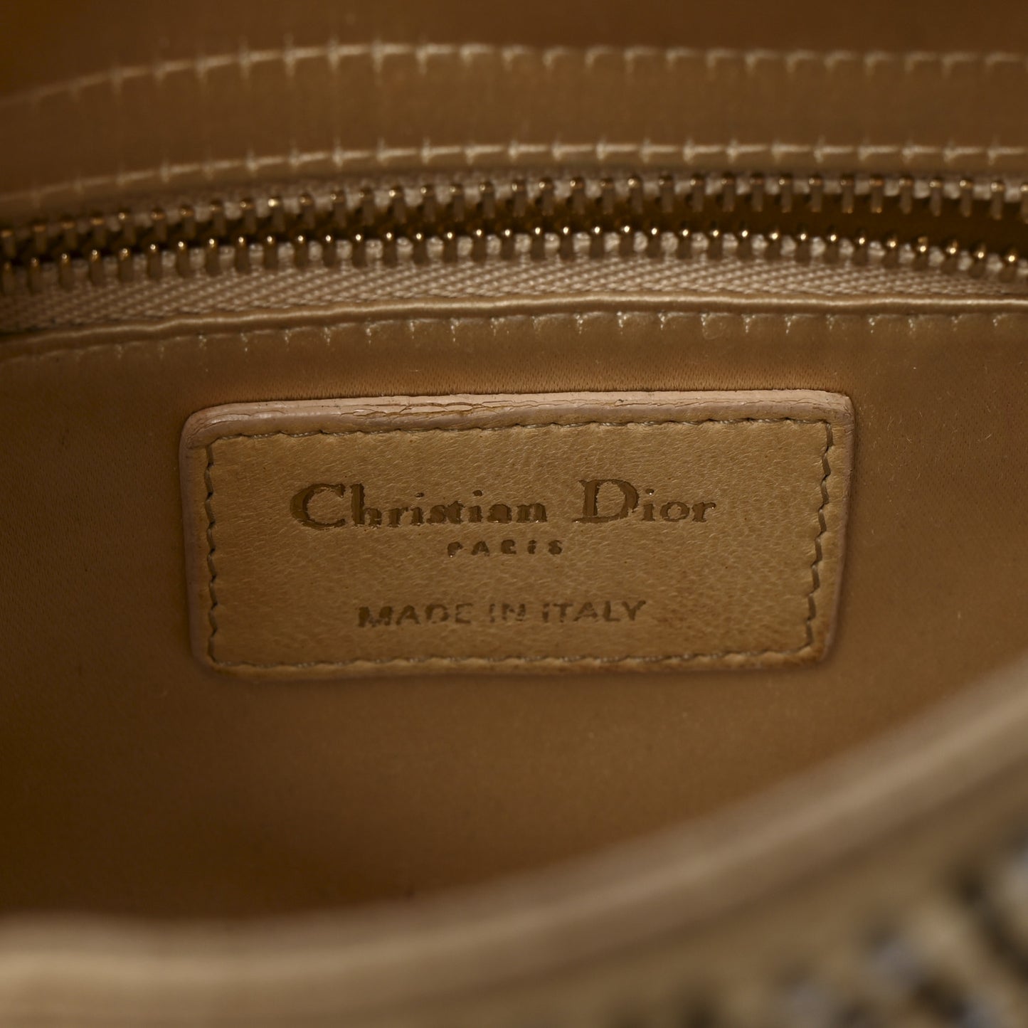 Satin Beaded Mini Lady Dior Gold
