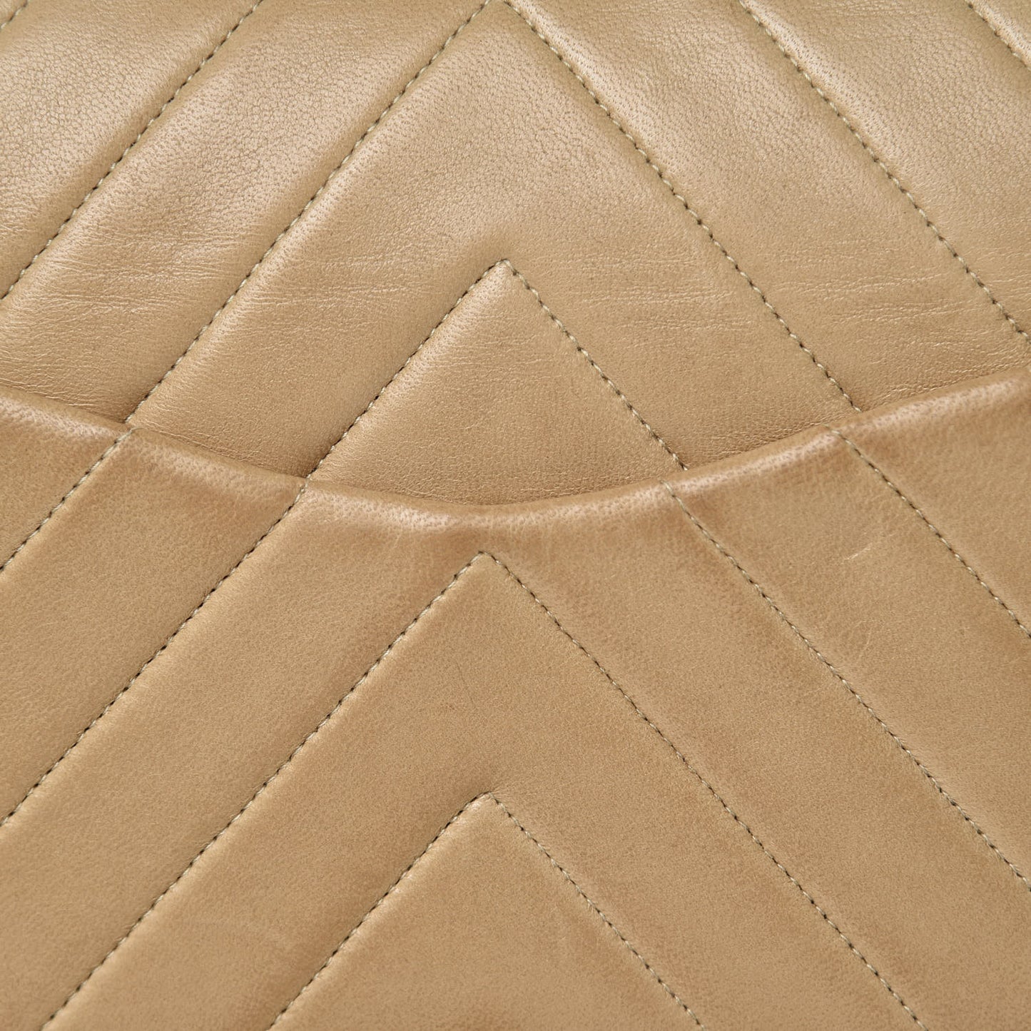 Lambskin Chevron Quilted Medium Double Flap Beige