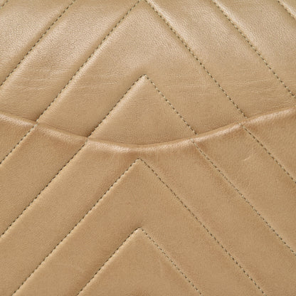 Chanel Lambskin Chevron Quilted Medium Double Flap Beige 14 of 21