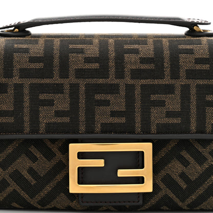 Fendi Fabric Jacquard FF 1974 Midi Chain Baguette Tobacco Moro 10 of 10