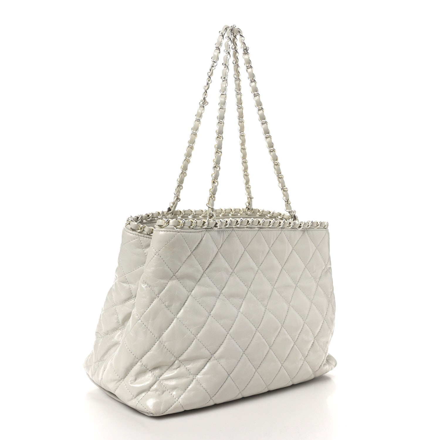 Chanel Glazed Calfskin Quilted Small Chain Me Tote Dark White 3 of 10