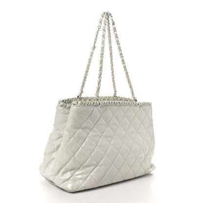 Chanel Glazed Calfskin Quilted Small Chain Me Tote Dark White 3 of 10