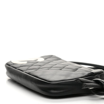Chanel Calfskin Quilted Cambon Pochette Black White 9 of 10