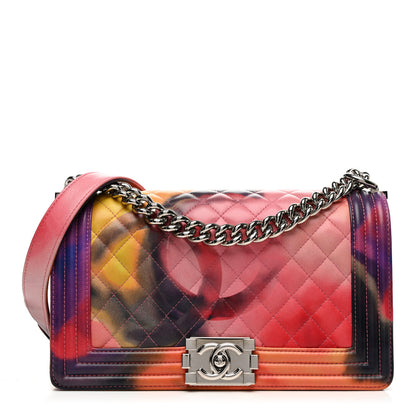 Chanel Printed Lambskin Quilted Medium Flower Power Boy Flap 1 of 10