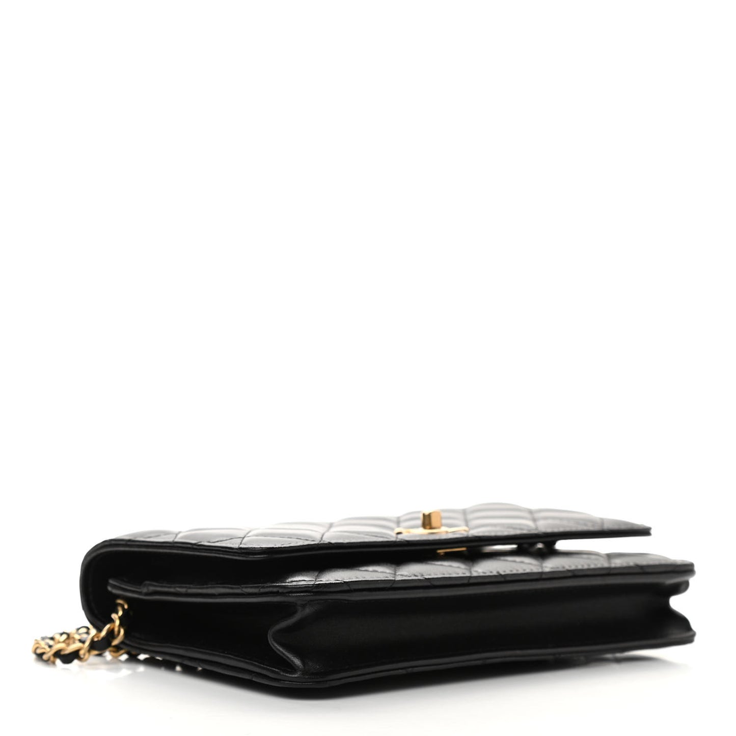 Lambskin Quilted CC Pearl Crush Wallet on Chain WOC Black