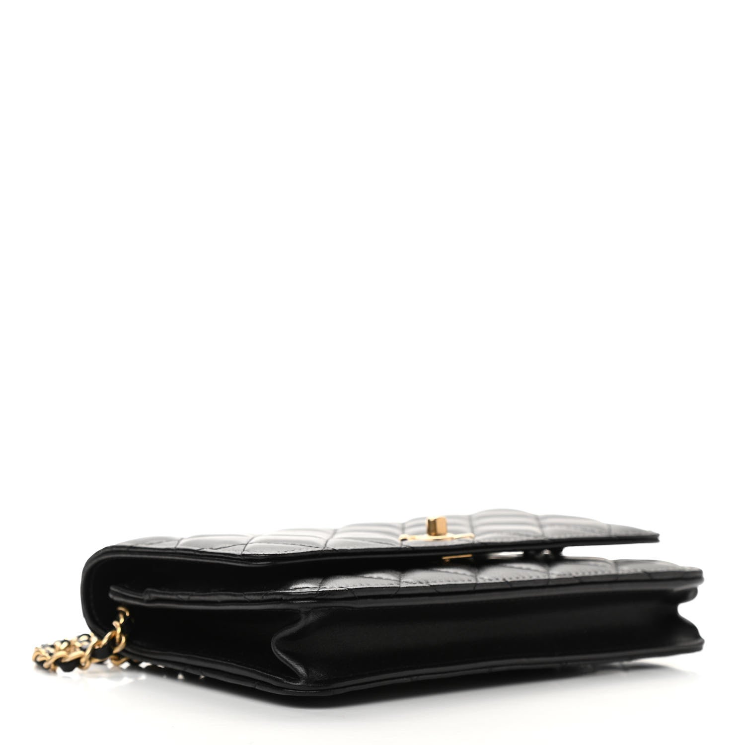 Chanel Lambskin Quilted CC Pearl Crush Wallet on Chain WOC Black 4 of 12