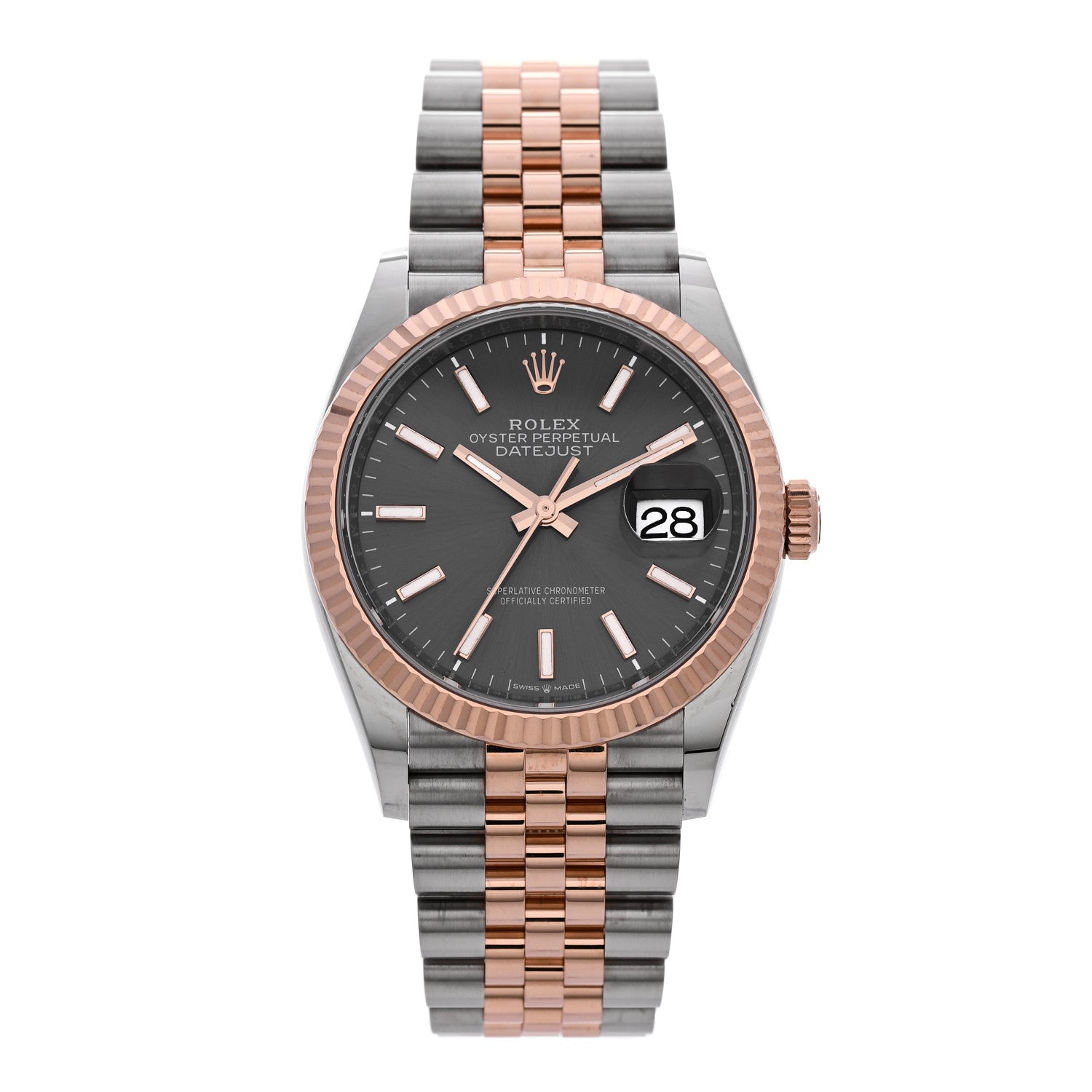 Rolex Stainless Steel 18K Everose Gold 36mm Oyster Perpetual Datejust Watch Slate 126231 1 of 5