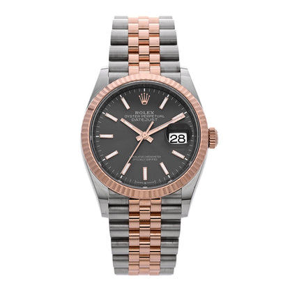 Rolex Stainless Steel 18K Everose Gold 36mm Oyster Perpetual Datejust Watch Slate 126231 1 of 5