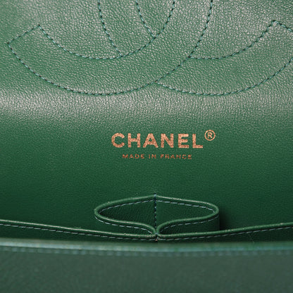 Chanel Metallic Caviar Quilted Jumbo Double Flap Green 6 of 13