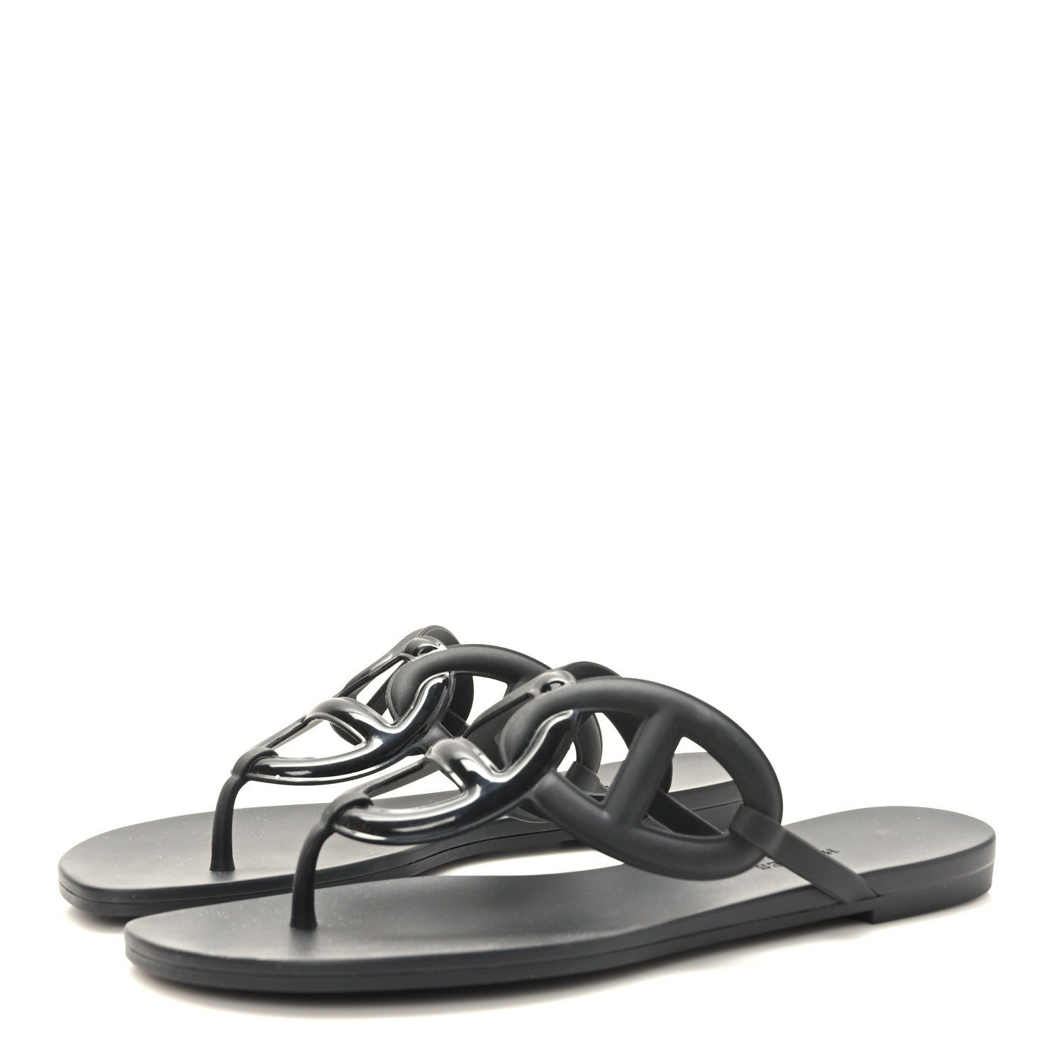 Hermes Rubber Womens Egerie Sandals 41 Black 3 of 8