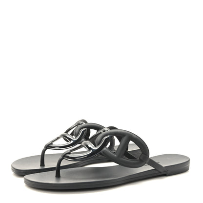 Hermes Rubber Womens Egerie Sandals 41 Black 3 of 8