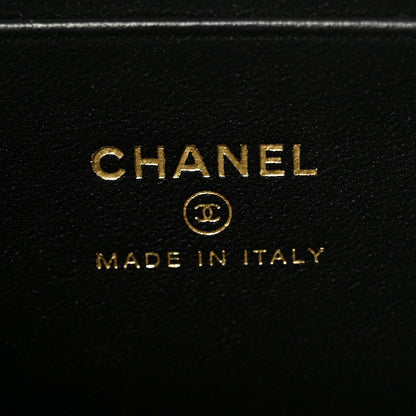 Chanel Suede Calfskin Shiny Lambskin Stitched Top Handle Slim Vanity Case With Chain Beige Black 6 of 11