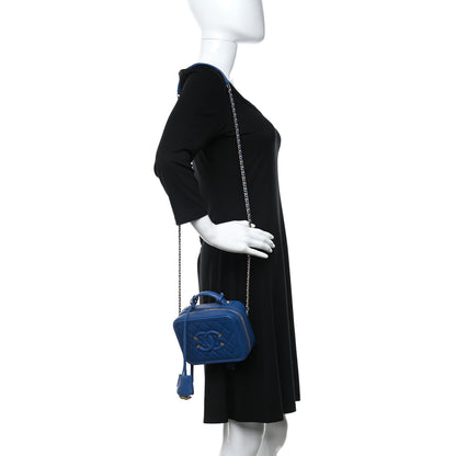 Chanel Caviar Quilted Small CC Filigree Vanity Case Dark Blue 2 of 9