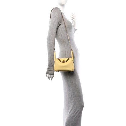 Hermes Taurillon Clemence Mini Lindy 20 Jaune Poussin 2 of 12