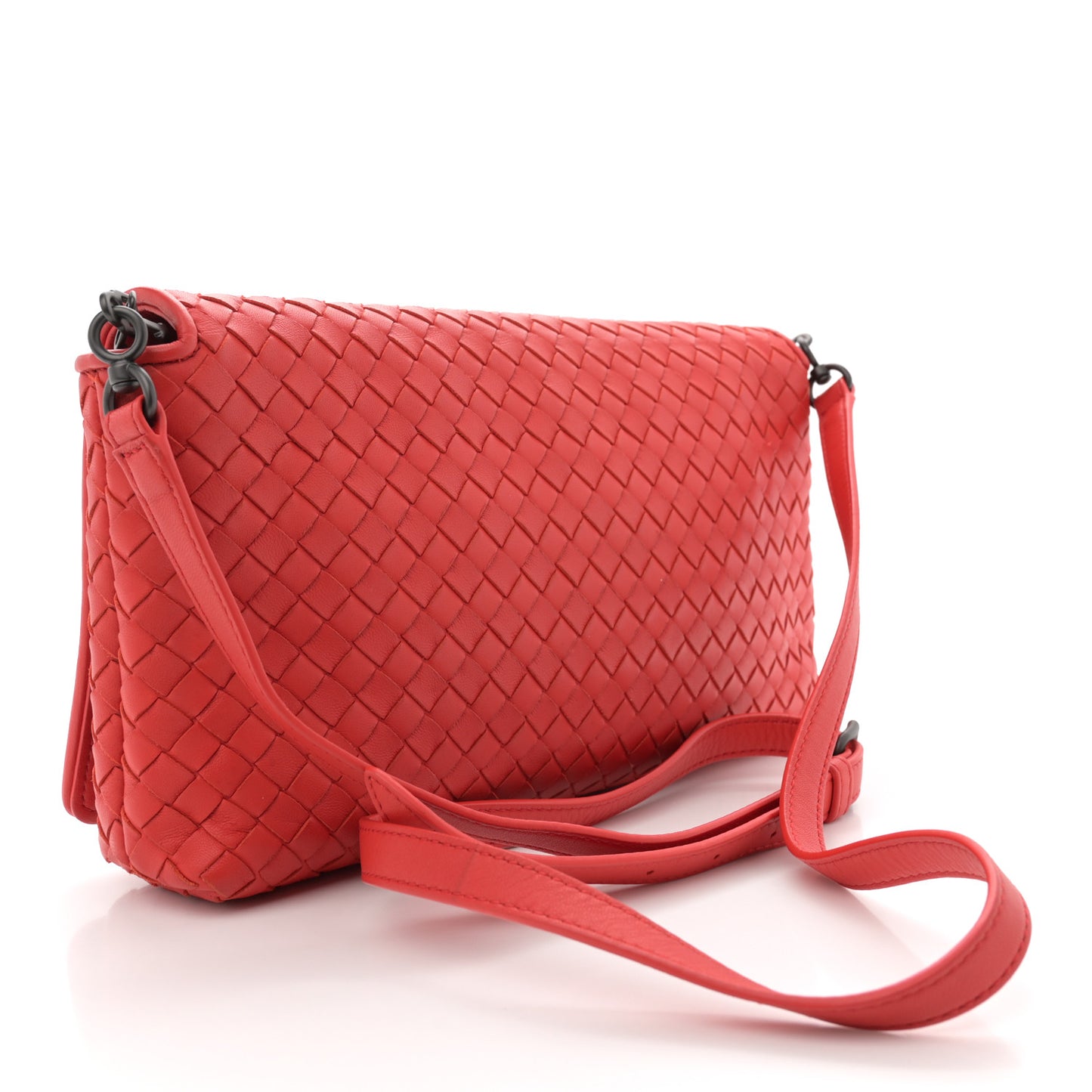 Nappa Intrecciato Crossbody Flap Red