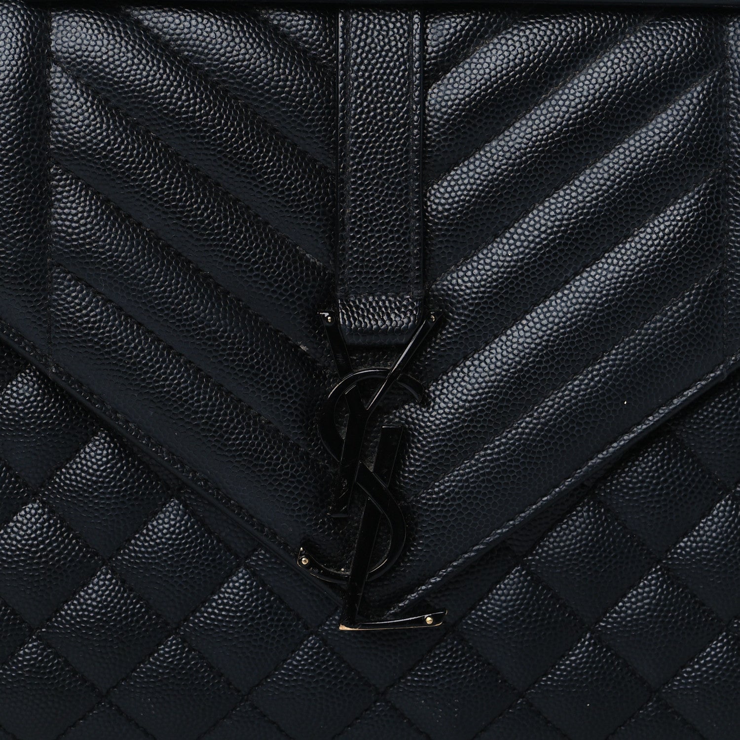 Saint Laurent Grain De Poudre Textured Mixed Matelasse Triquilt Medium Monogram Satchel Black 7 of 9