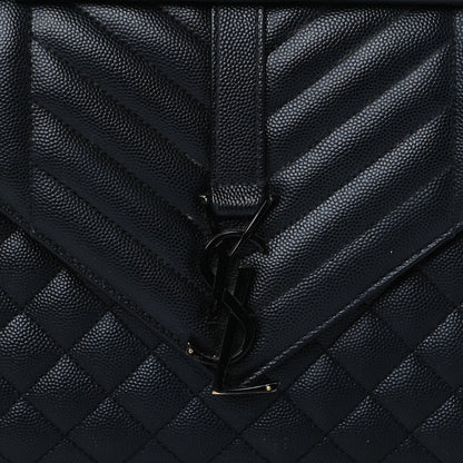 Saint Laurent Grain De Poudre Textured Mixed Matelasse Triquilt Medium Monogram Satchel Black 7 of 9