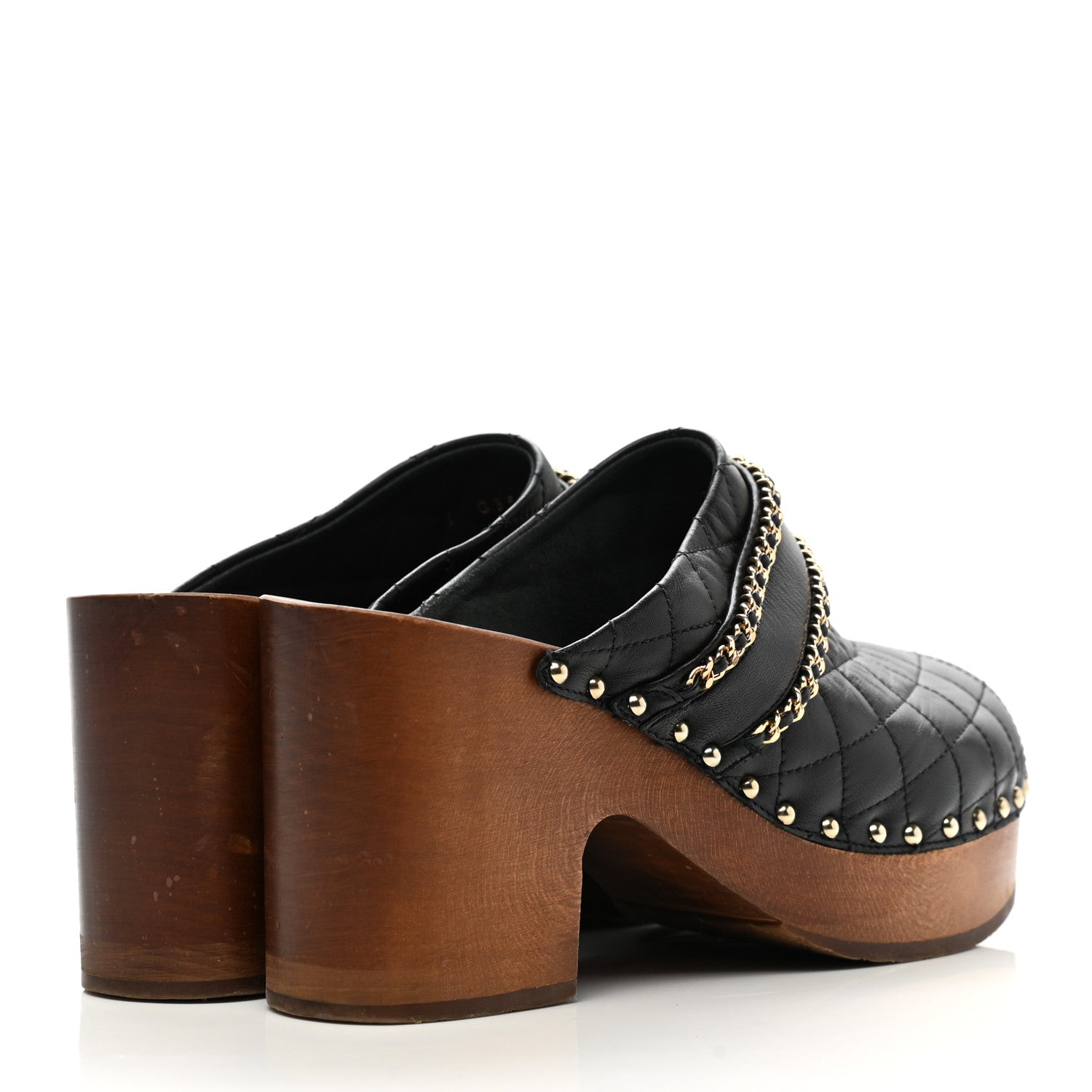 Chanel Lambskin Quilted Chain Clog Mules 38 Black 4 of 15