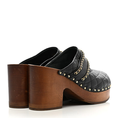 Chanel Lambskin Quilted Chain Clog Mules 38 Black 4 of 15