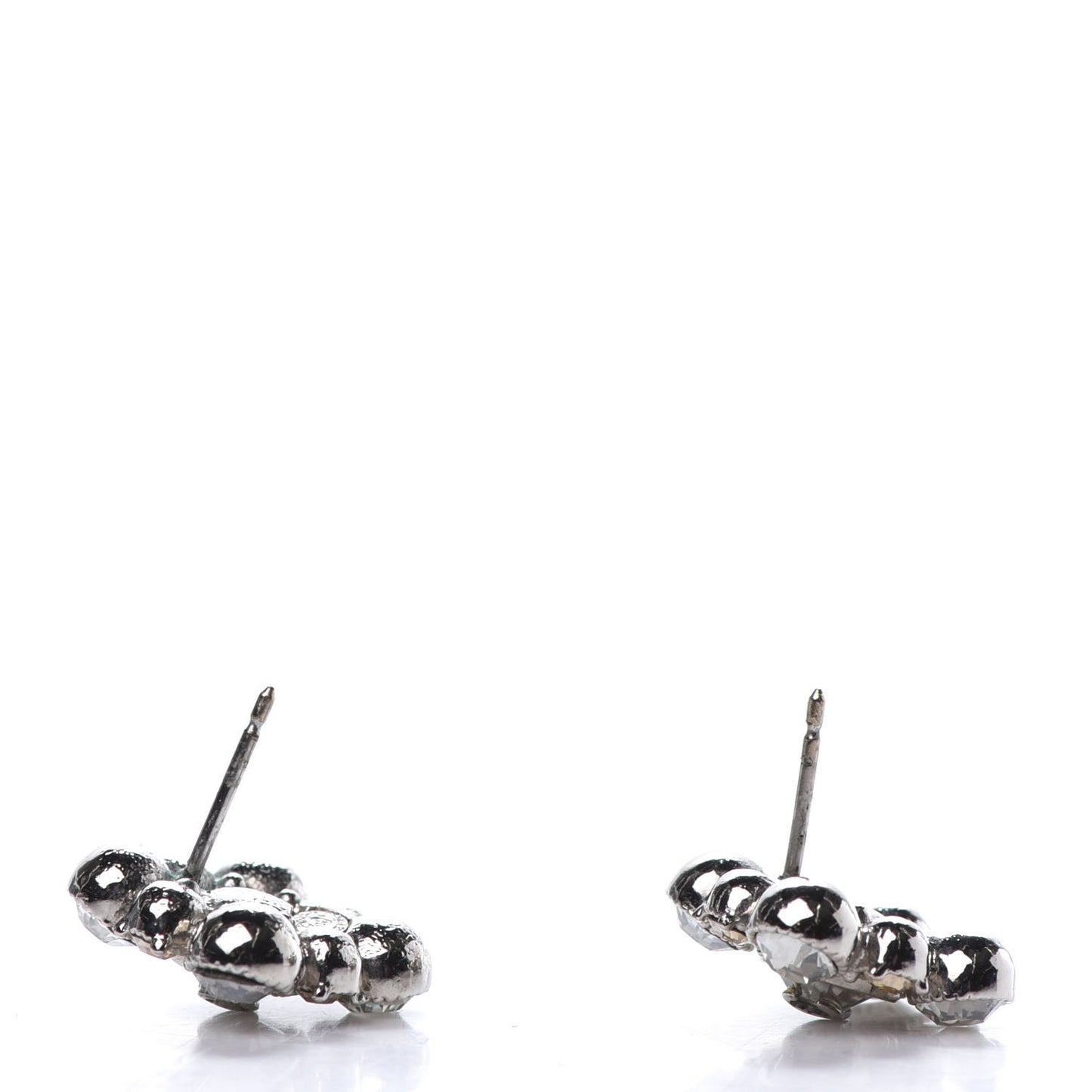 Crystal CC Flower Earrings Silver