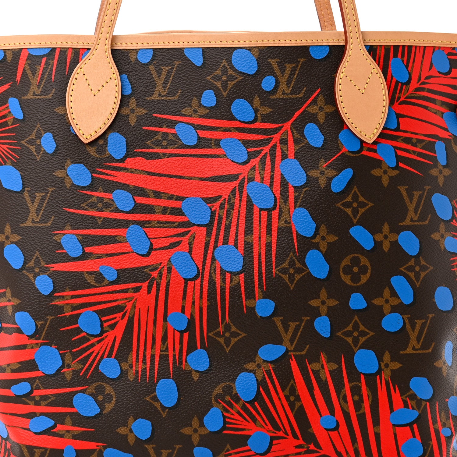 Louis Vuitton Monogram Jungle Dots Neo Neverfull MM Coquelicot Denim 8 of 10