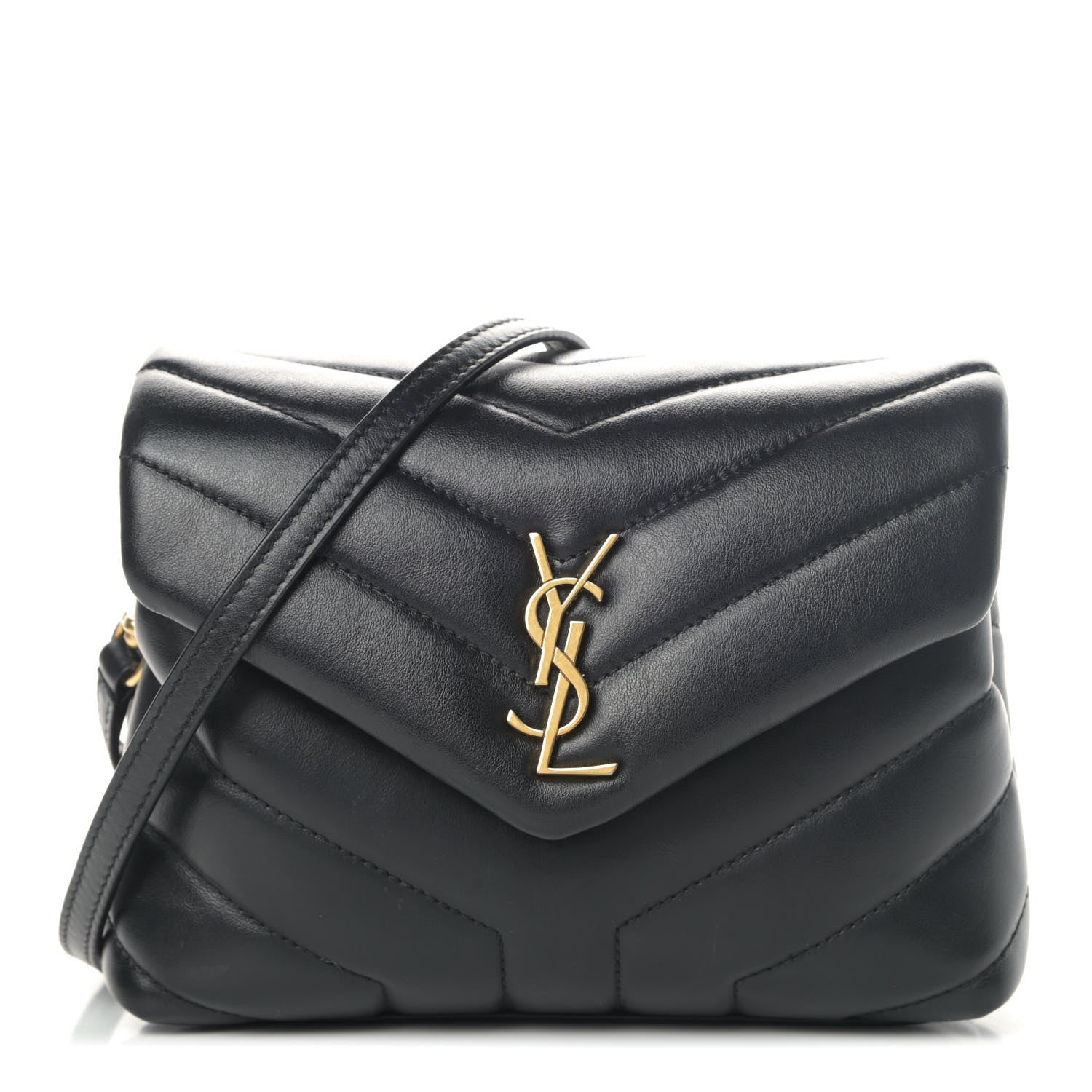 Saint Laurent Calfskin Y Quilted Monogram Toy Loulou Crossbody Bag Black 1 of 4