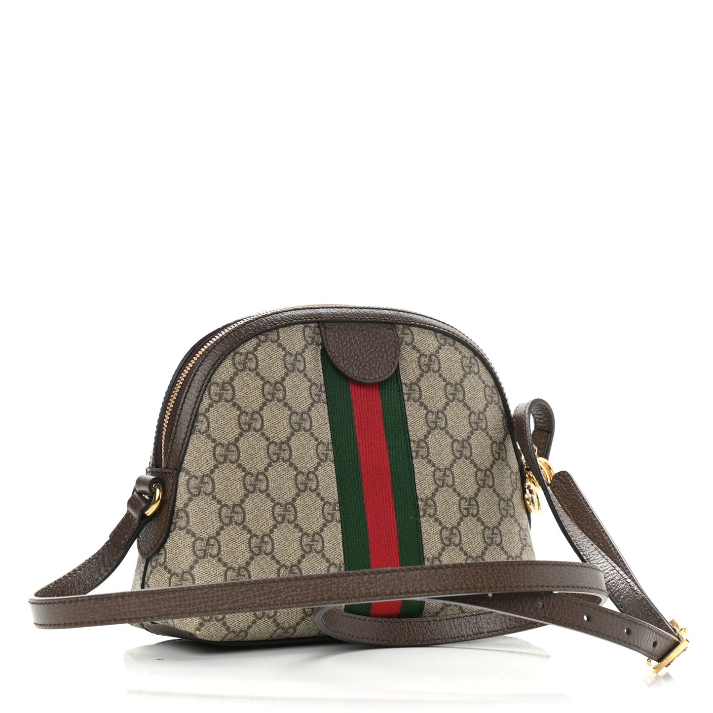 GG Supreme Monogram Textured Dollar Calfskin Web Small Ophidia Dome Shoulder Bag Beige Ebony New Acero