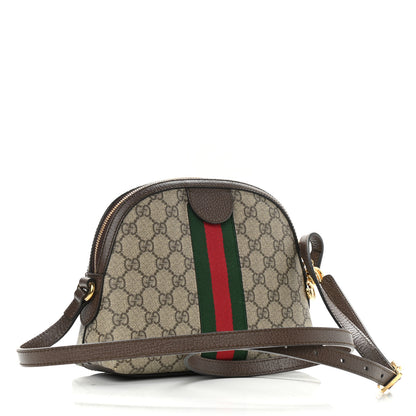 Gucci GG Supreme Monogram Textured Dollar Calfskin Web Small Ophidia Dome Shoulder Bag Beige Ebony New Acero 3 of 8
