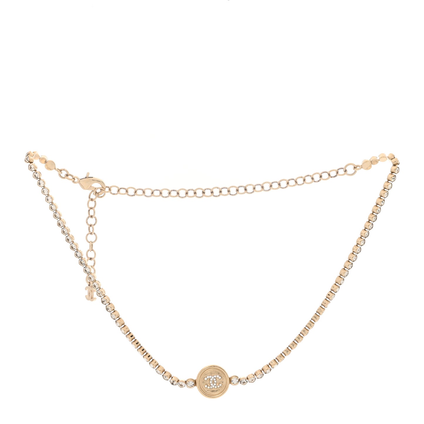 Crystal Pearl CC Choker Necklace Gold