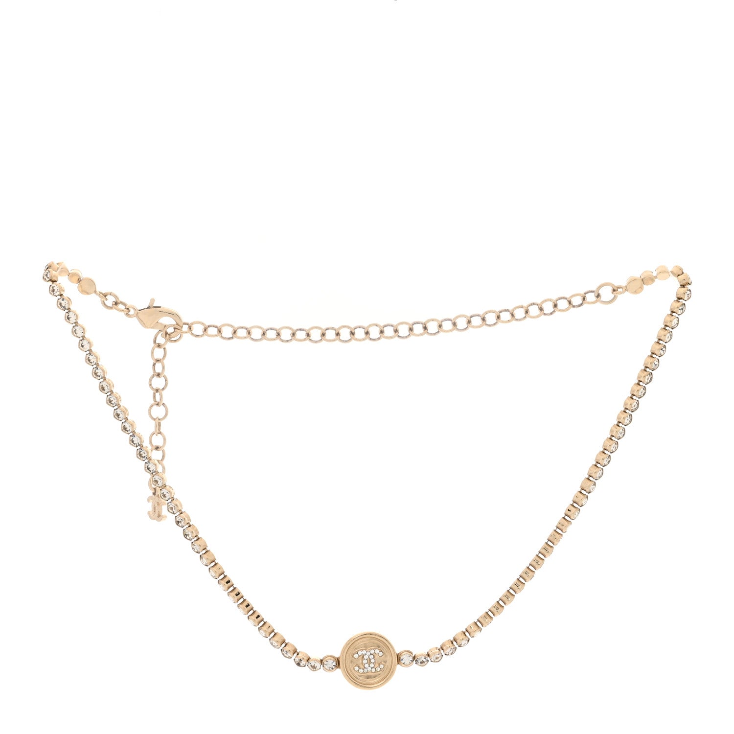 Chanel Crystal Pearl CC Choker Necklace Gold 3 of 5
