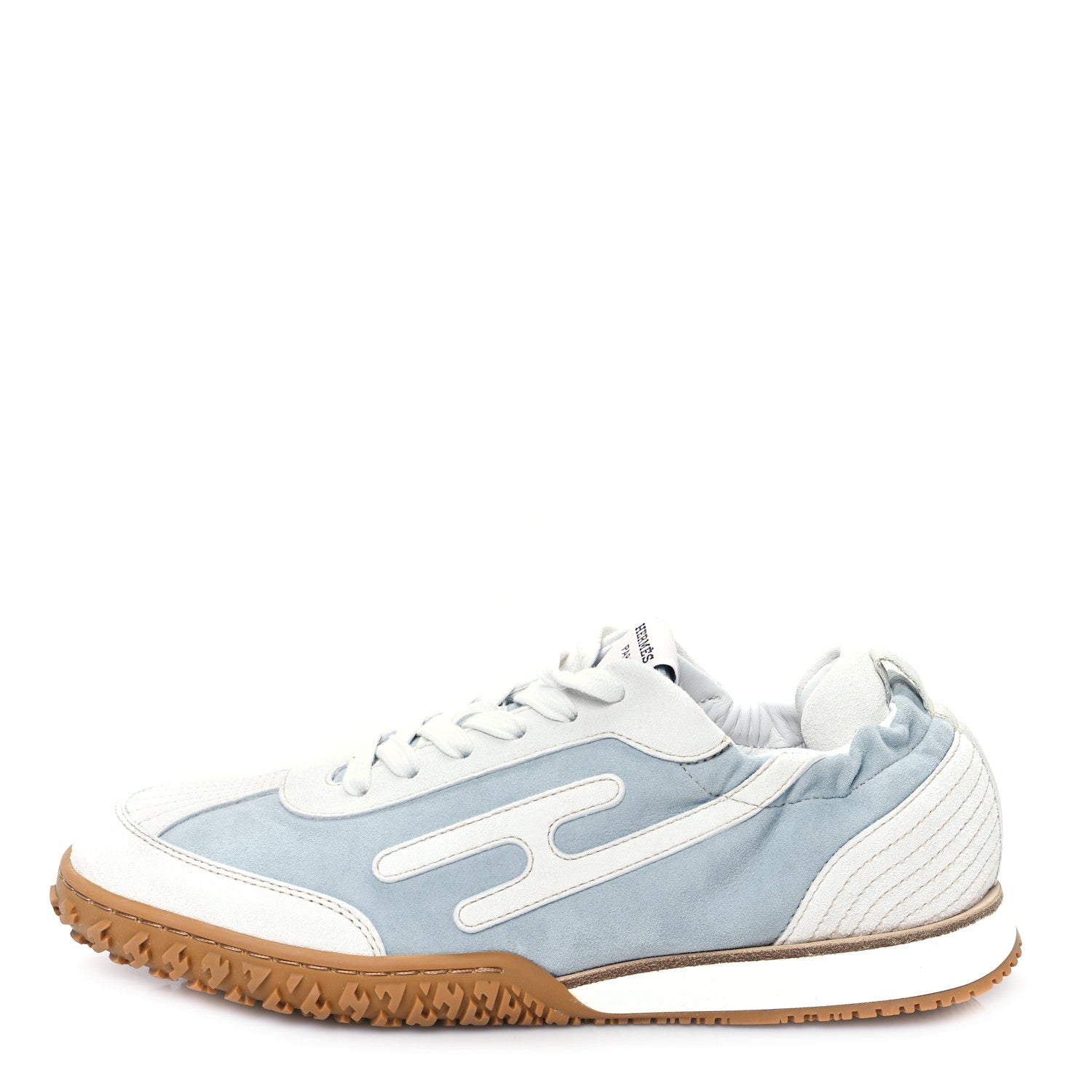 Hermes Suede Goatskin Jet Sneakers 37.5 Gris Nuage White 1 of 8