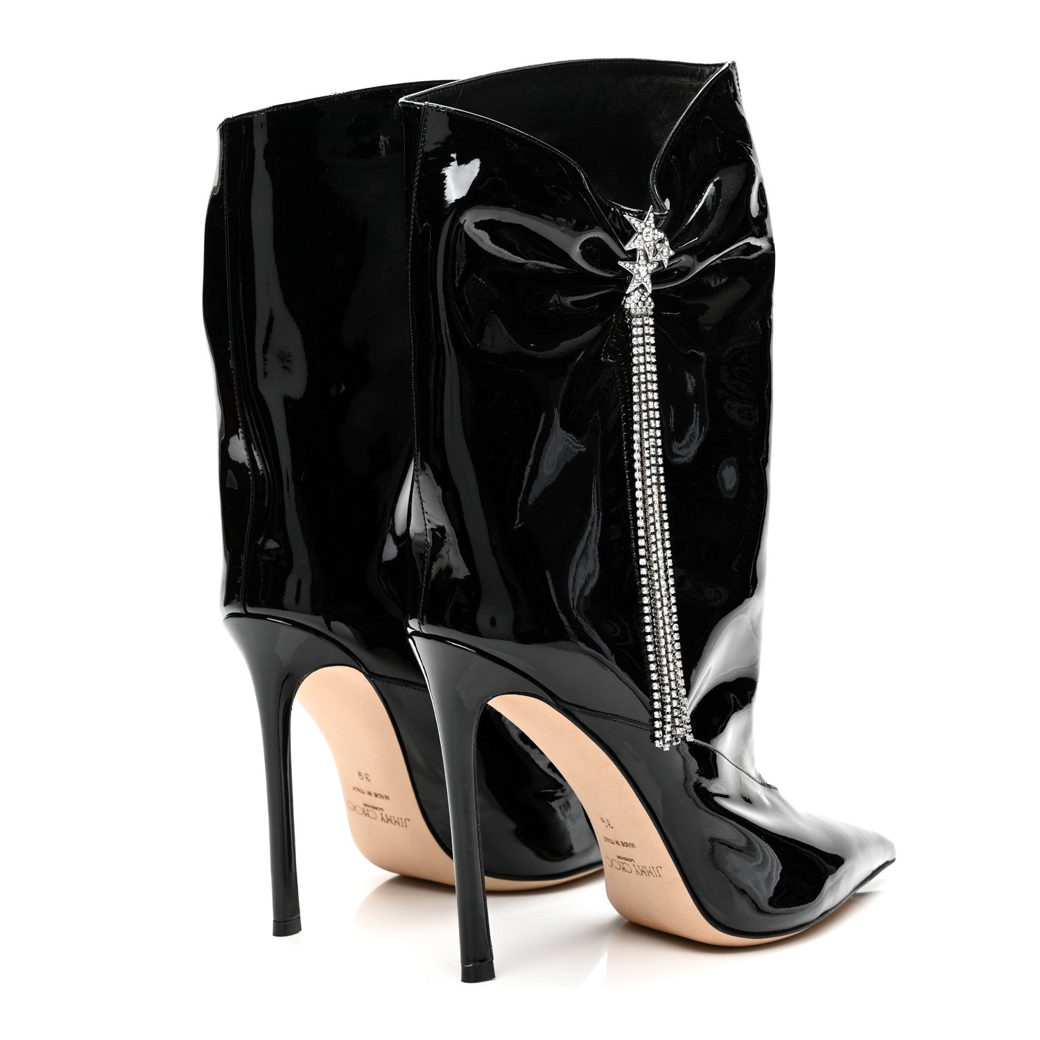 Jimmy Choo Soft Patent Crystal Oriel 110 Boots 39 Black 4 of 8