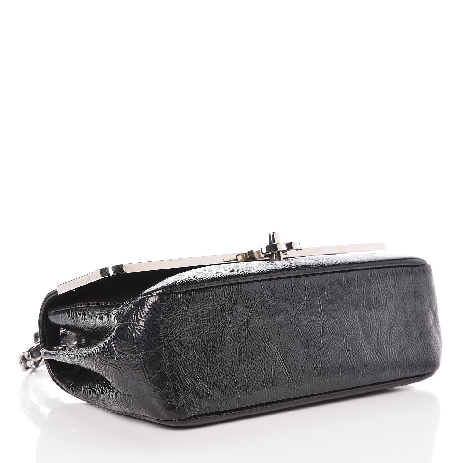 Chanel Distressed Patent Calfskin Small Frame Single Flap Black 4 of 9