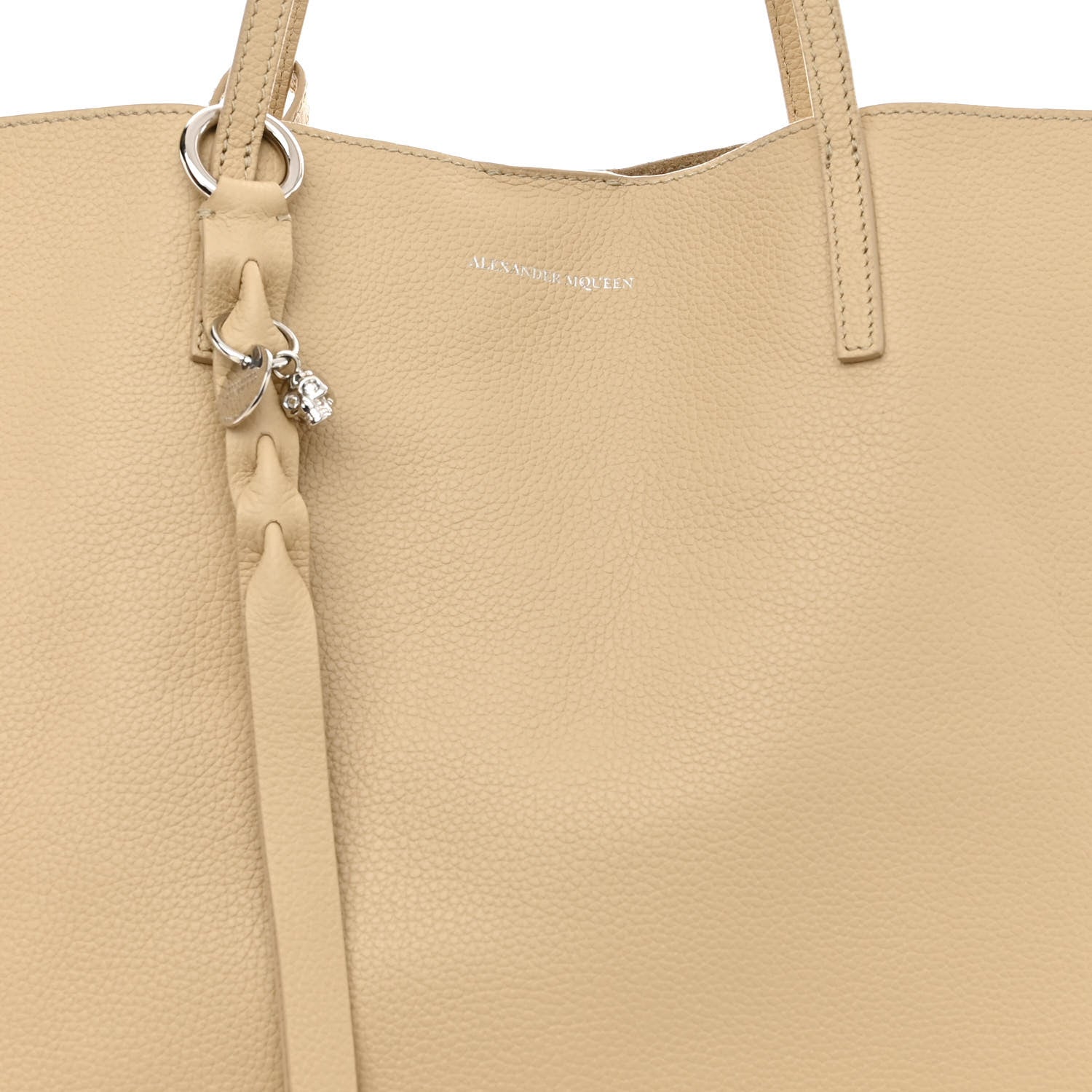 Alexander McQueen Grained Calfskin Skull Open Shopper Tote Blonde 10 of 13